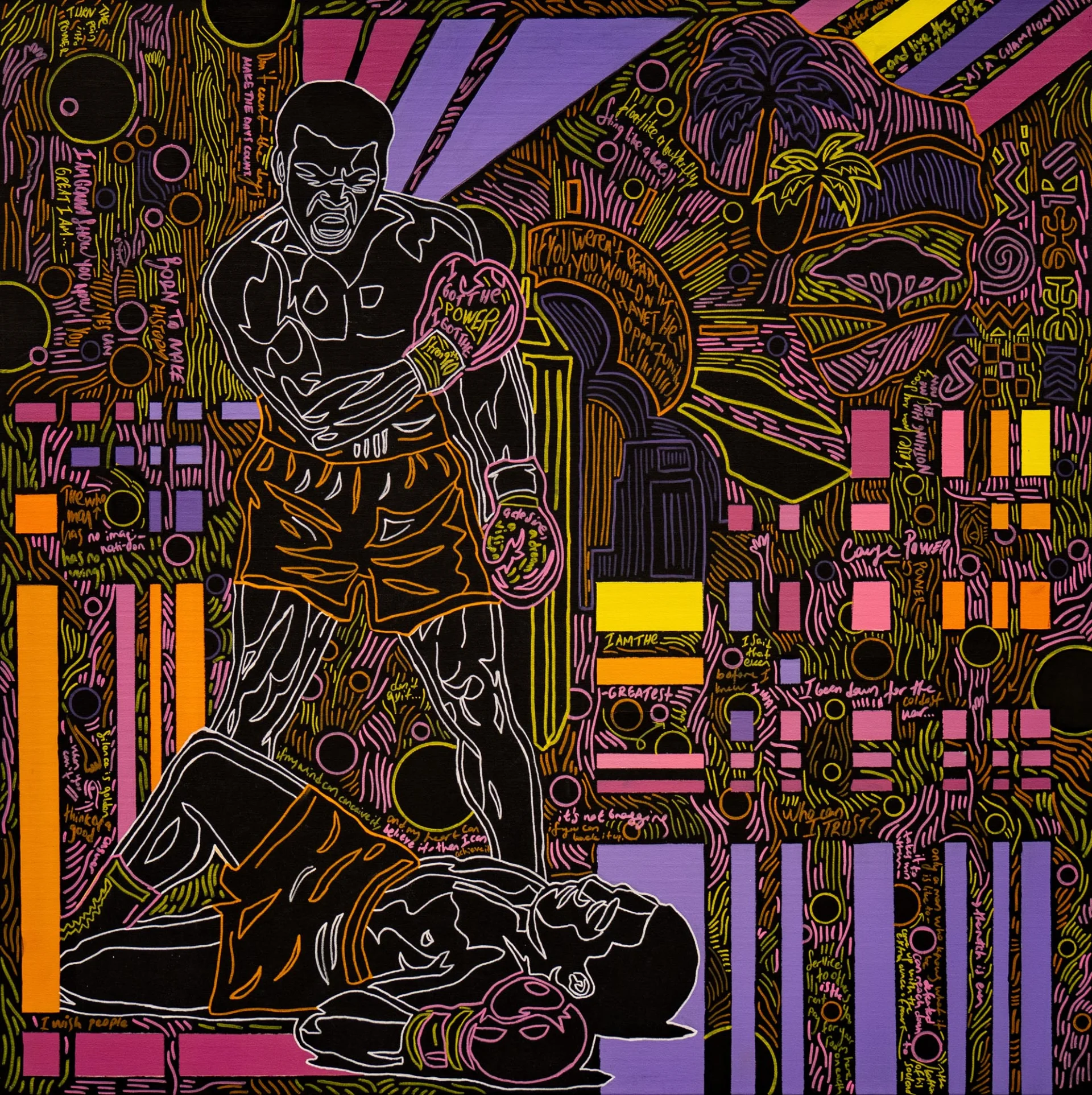 The Legend's Silence, 2025, Acrylic and Marker on Canvas, 100x100 cm The Legend's Silence, 2025, Acrylic and Marker on Canvas, 100x100 cm